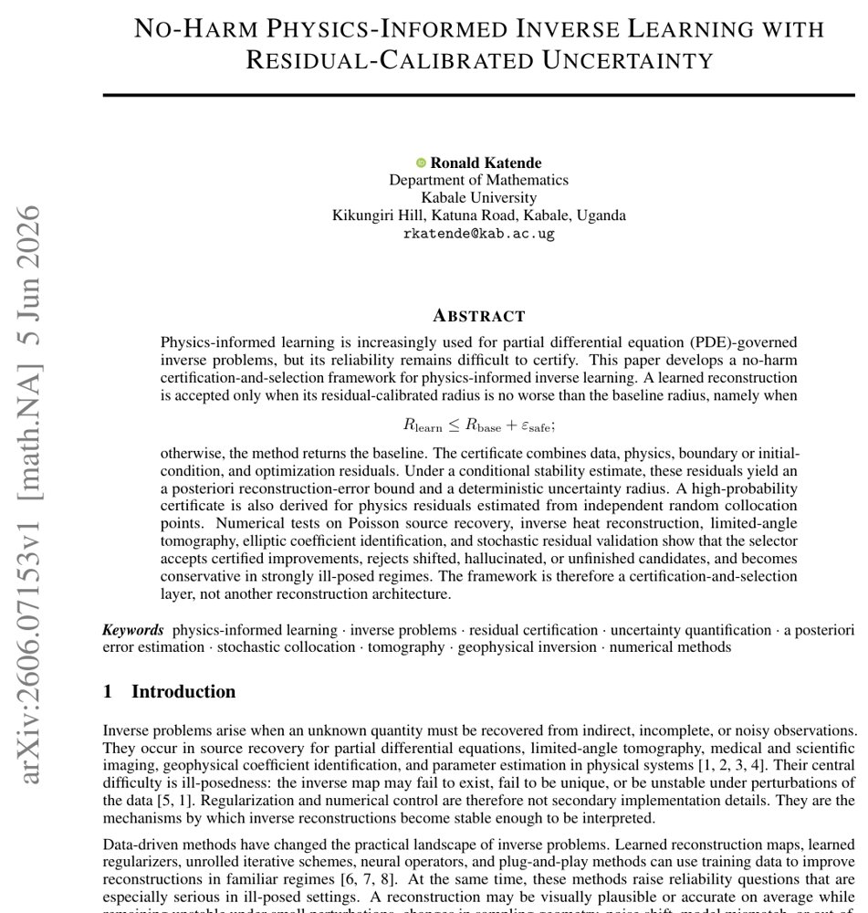 No-Harm Physics-Informed Inverse Learning with Residual-Calibrated Uncertainty Figure 1
