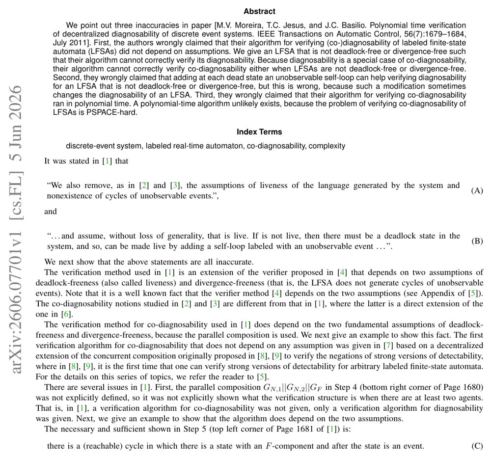 A remark on diagnosability verification Figure 1