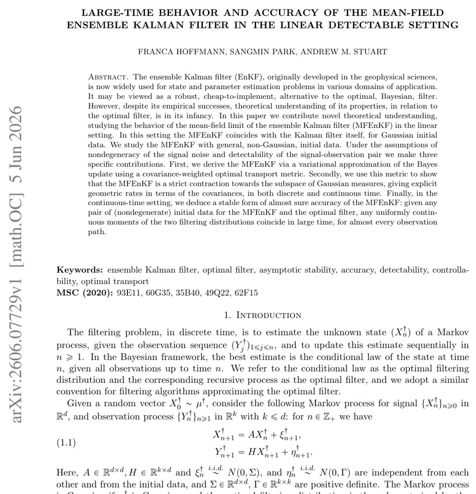 Large-time behavior and accuracy of the Mean-Field Ensemble Kalman Filter in the Linear Detectable Setting Figure 1