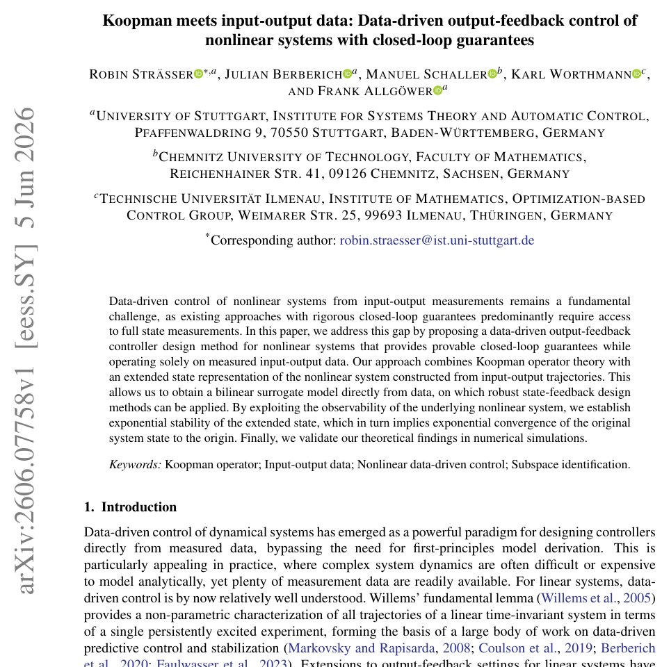 Koopman meets input-output data: Data-driven output-feedback control of nonlinear systems with closed-loop guarantees Figure 1