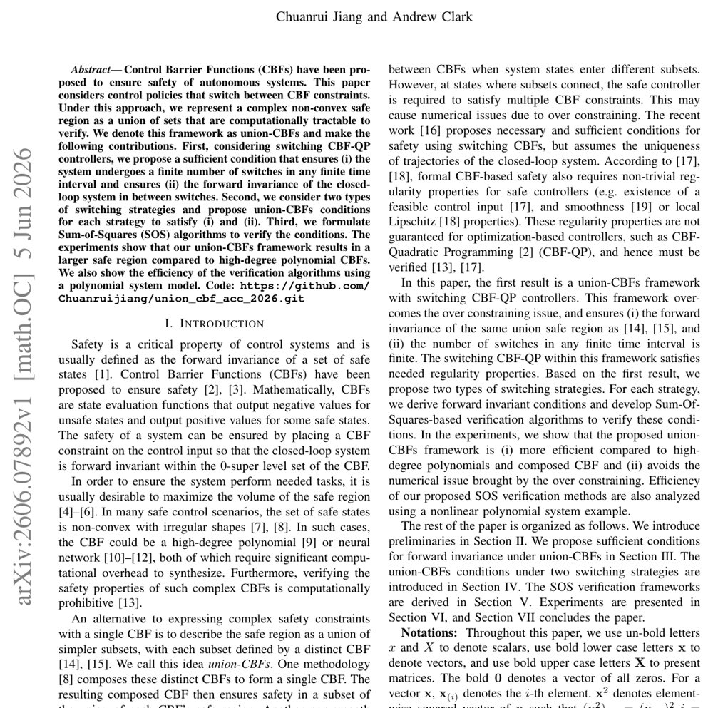 Verification Framework for the Union of Control Barrier Functions Figure 1