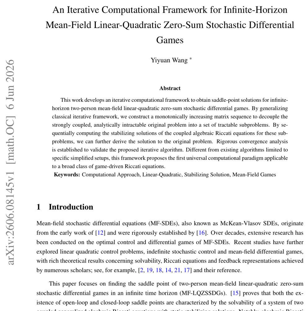 An Iterative Computational Framework for Infinite-Horizon Mean-Field Linear-Quadratic Zero-Sum Stochastic Differential Games Figure 1