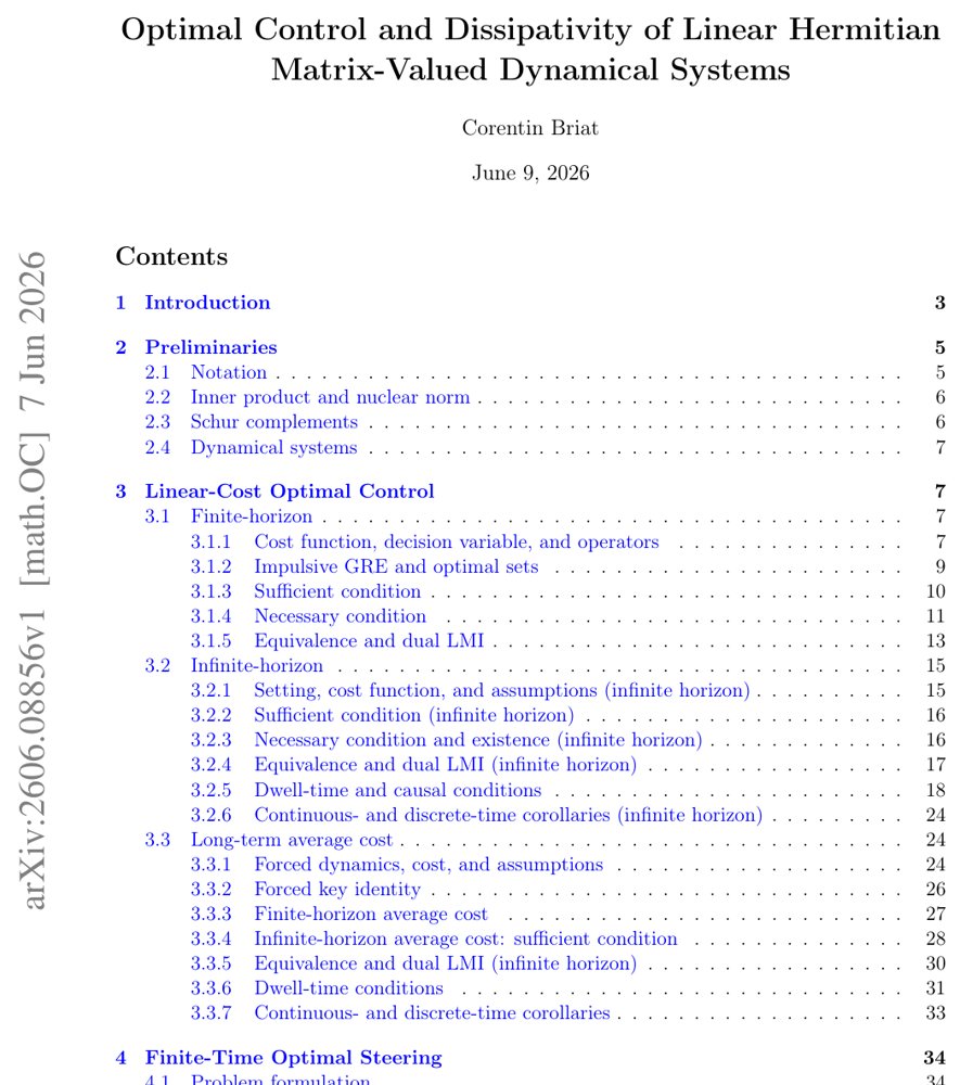 Optimal Control and Dissipativity of Linear Hermitian Matrix-Valued Dynamical Systems Figure 1