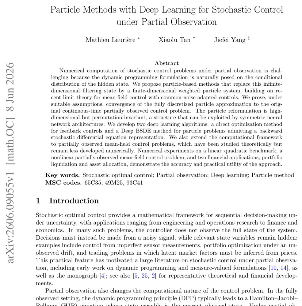 Particle Methods with Deep Learning for Stochastic Control under Partial Observation Figure 1
