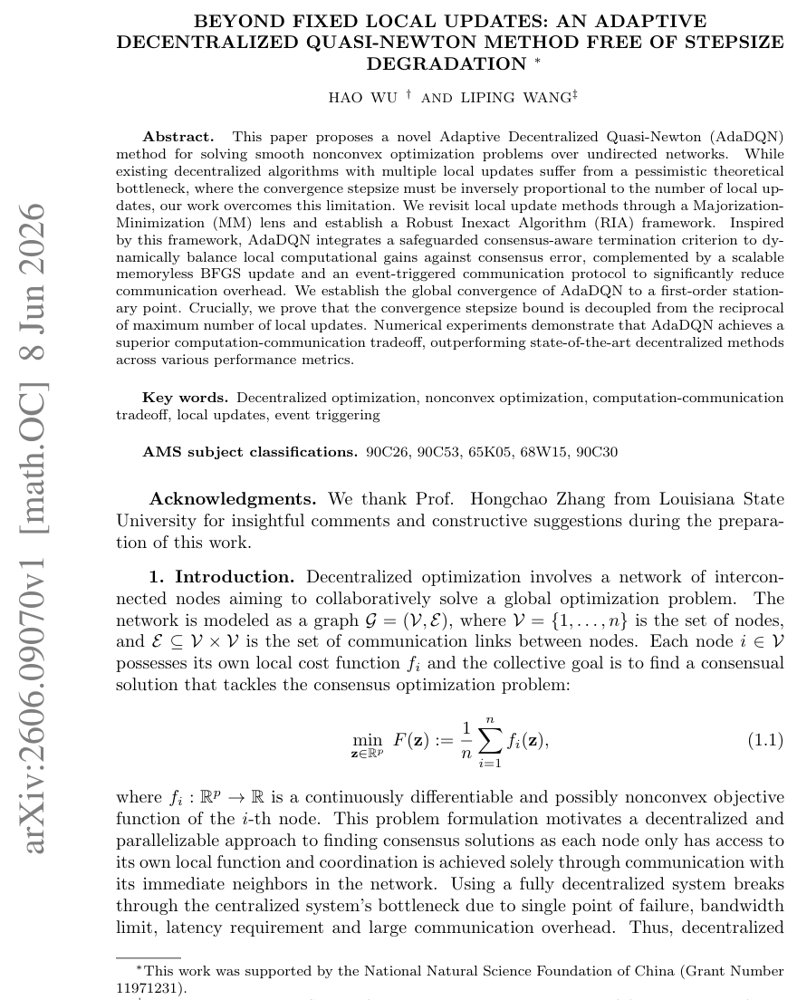 Beyond Fixed Local Updates: An Adaptive Decentralized Quasi-Newton Method Free of Stepsize Degradation Figure 1