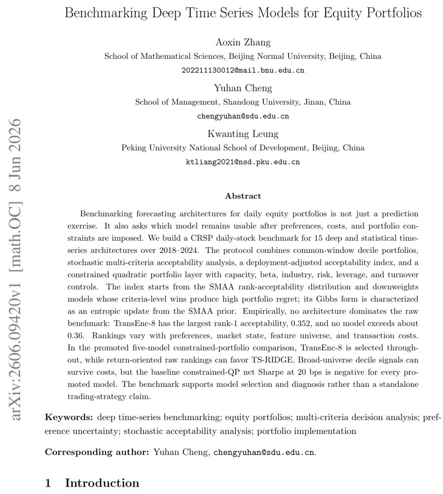 Benchmarking Deep Time Series Models for Equity Portfolios Figure 1