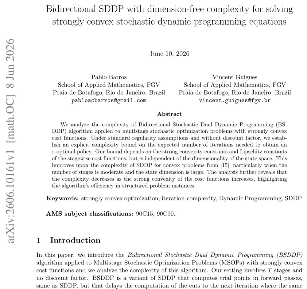 Bidirectional SDDP with dimension-free complexity for solving strongly convex stochastic dynamic programming equations Figure 1