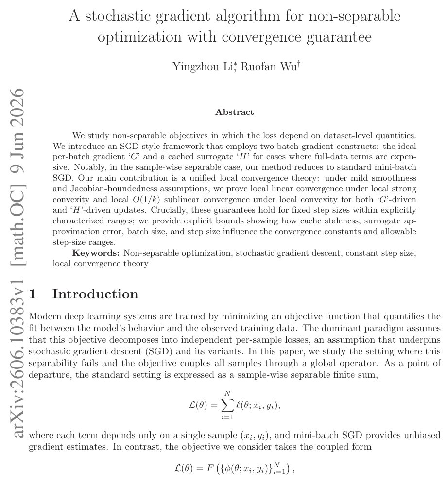 A stochastic gradient algorithm for non-separable optimization with convergence guarantee Figure 1