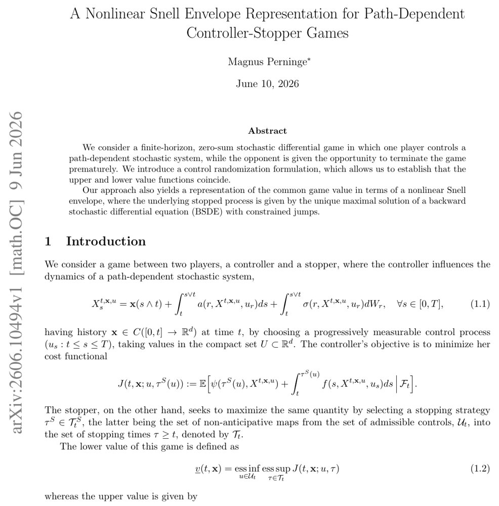 A Nonlinear Snell Envelope Representation for Path-Dependent Controller-Stopper Games Figure 1