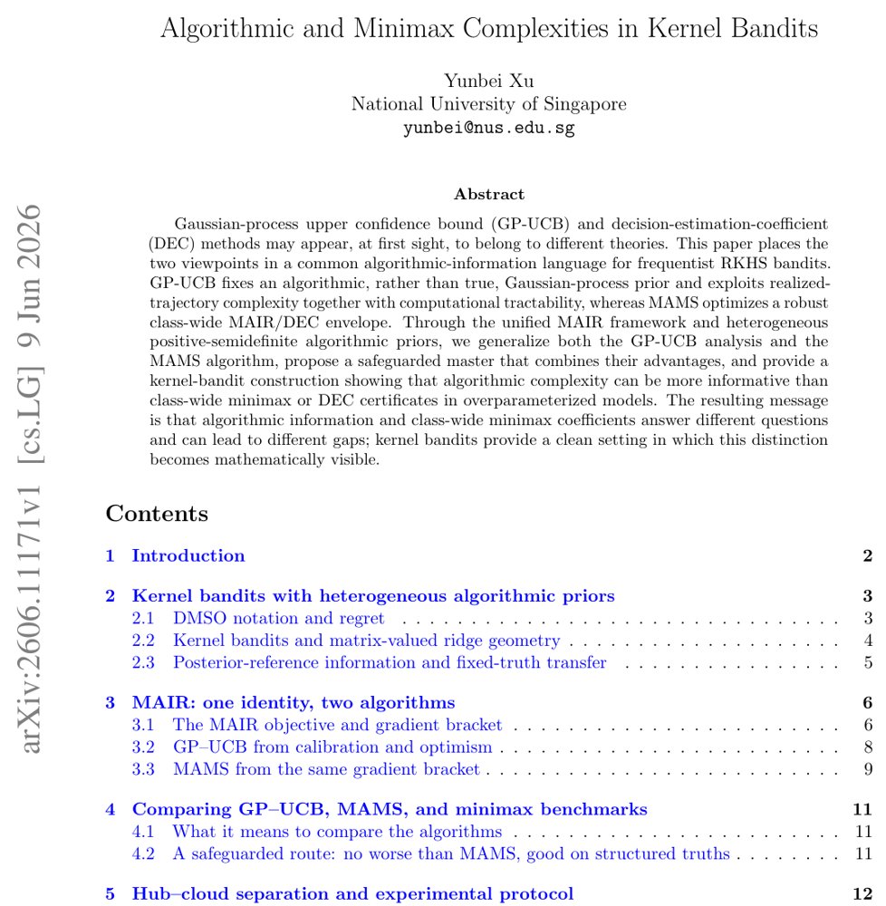 Algorithmic and Minimax Complexities in Kernel Bandits Figure 1