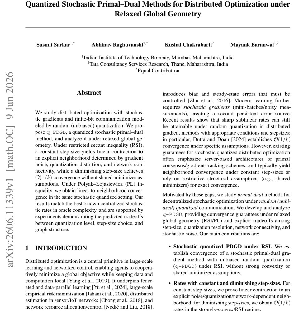 Quantized Stochastic Primal-Dual Methods for Distributed Optimization under Relaxed Global Geometry Figure 1