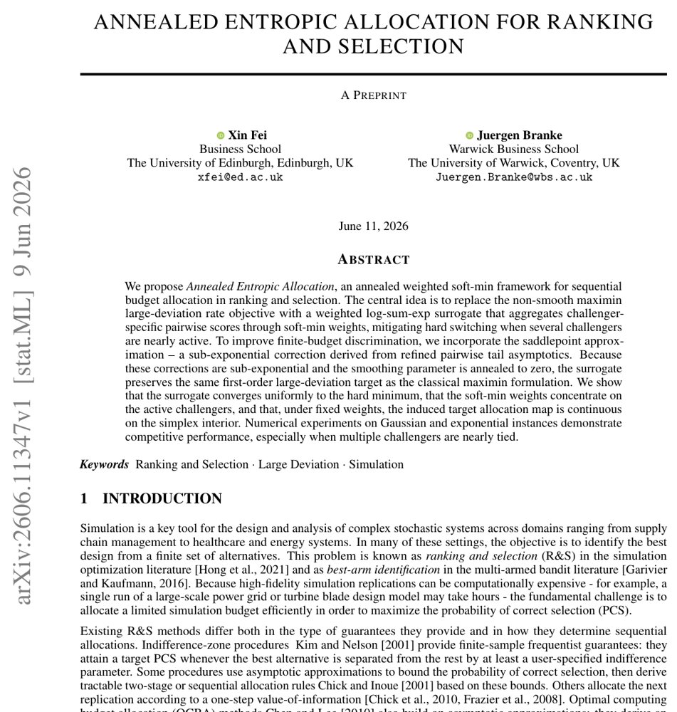 Annealed Entropic Allocation for Ranking and Selection Figure 1