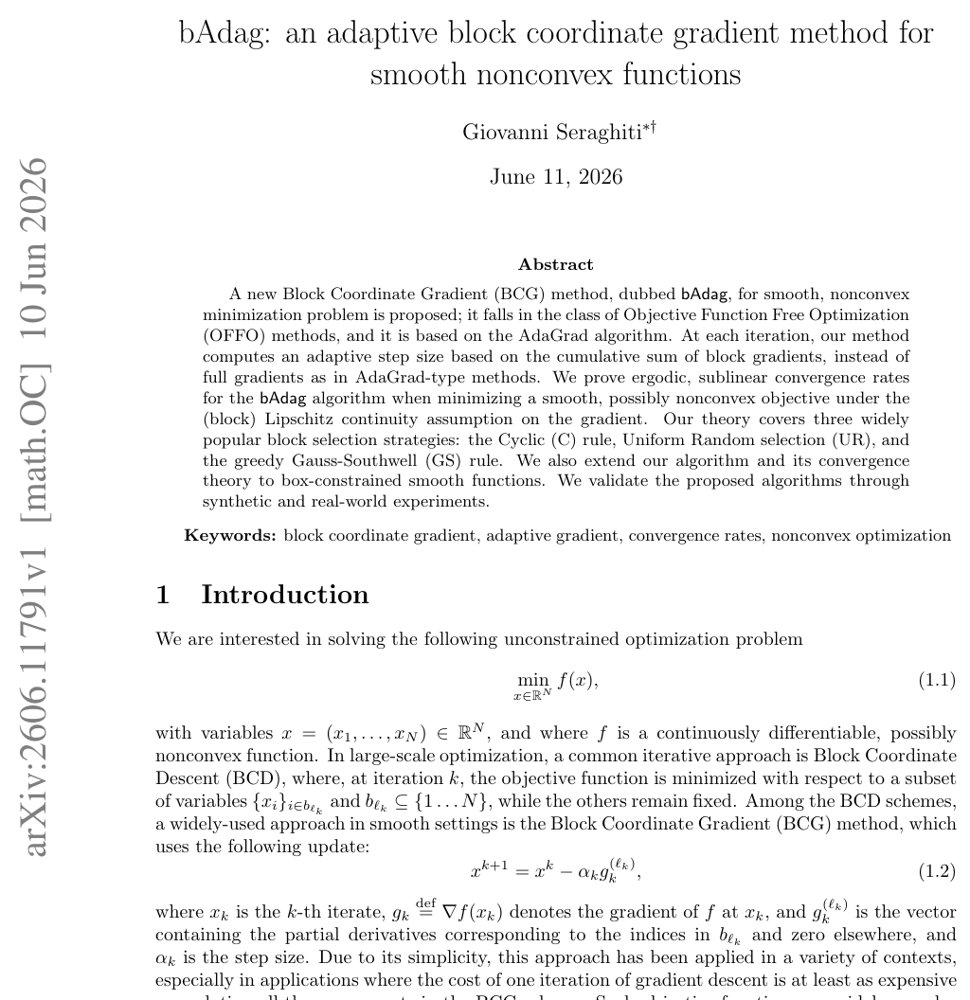 bAdag: an adaptive block coordinate gradient method for smooth nonconvex functions Figure 1