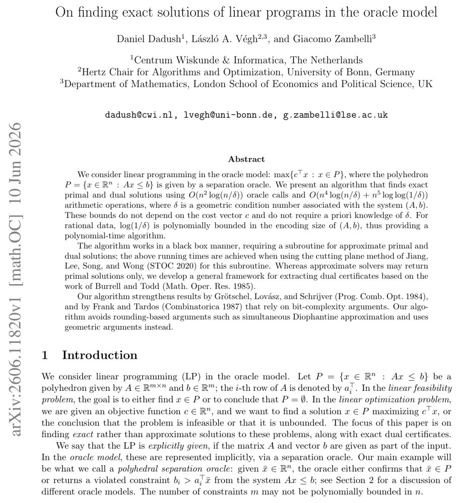 On finding exact solutions of linear programs in the oracle model Figure 1