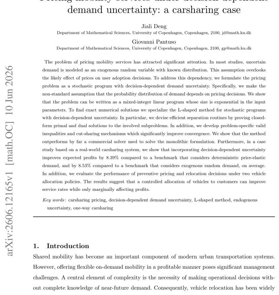 Pricing mobility services under decision-dependent demand uncertainty: a carsharing case Figure 1