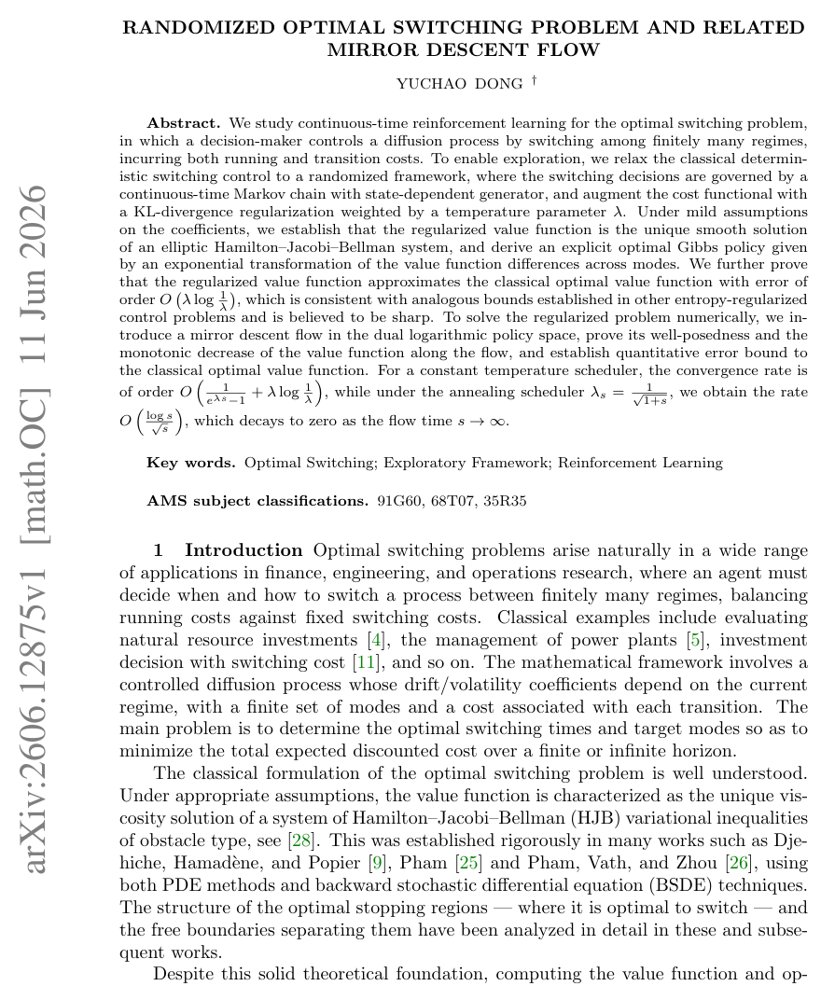 Randomized Optimal Switching Problem and Related Mirror Descent Flow Figure 1