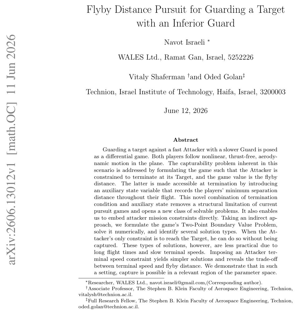 Flyby Distance Pursuit for Guarding a Target with an Inferior Guard Figure 1