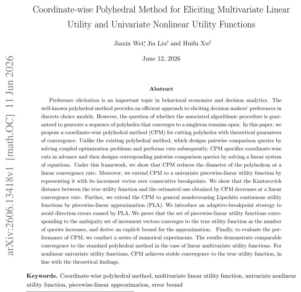Coordinate-wise Polyhedral Method for Eliciting Multivariate Linear Utility and Univariate Nonlinear Utility Functions Figure 1