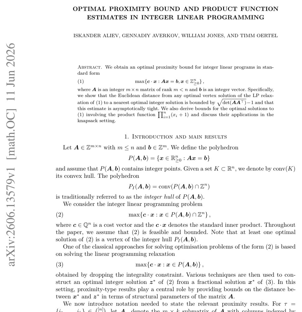 Optimal Proximity Bound and Product Function Estimates in Integer Linear Programming Figure 1