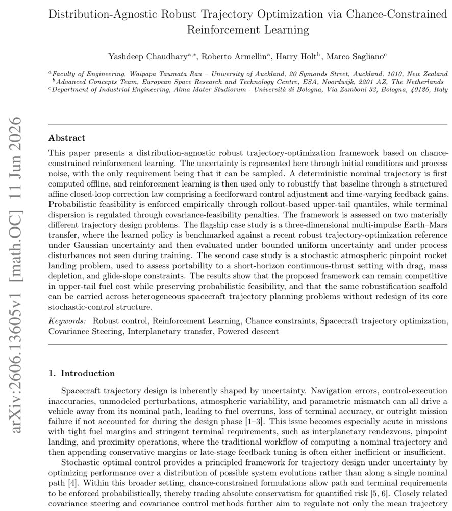 Distribution-Agnostic Robust Trajectory Optimization via Chance-Constrained Reinforcement Learning Figure 1