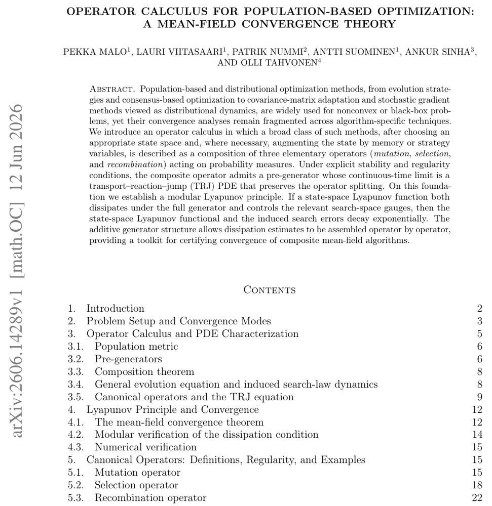 Operator Calculus for Population-Based Optimization: A Mean-Field Convergence Theory Figure 1