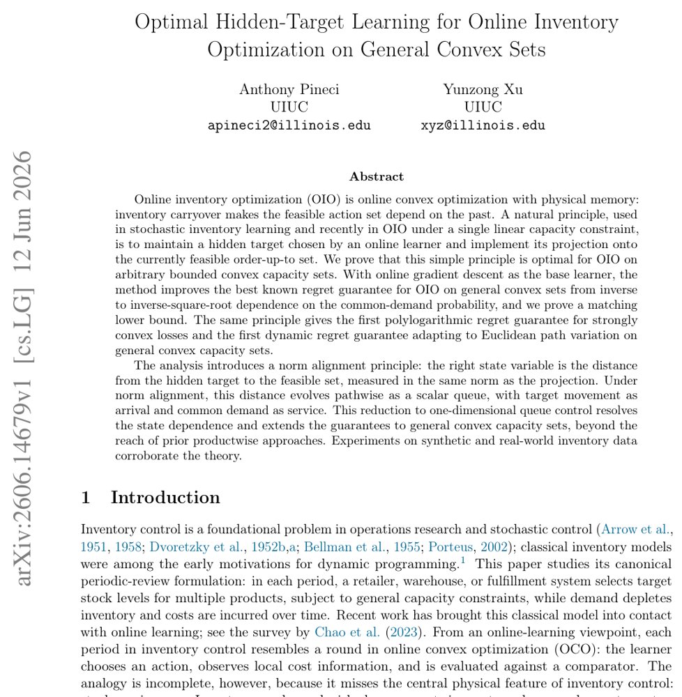 Optimal Hidden-Target Learning for Online Inventory Optimization on General Convex Sets Figure 1