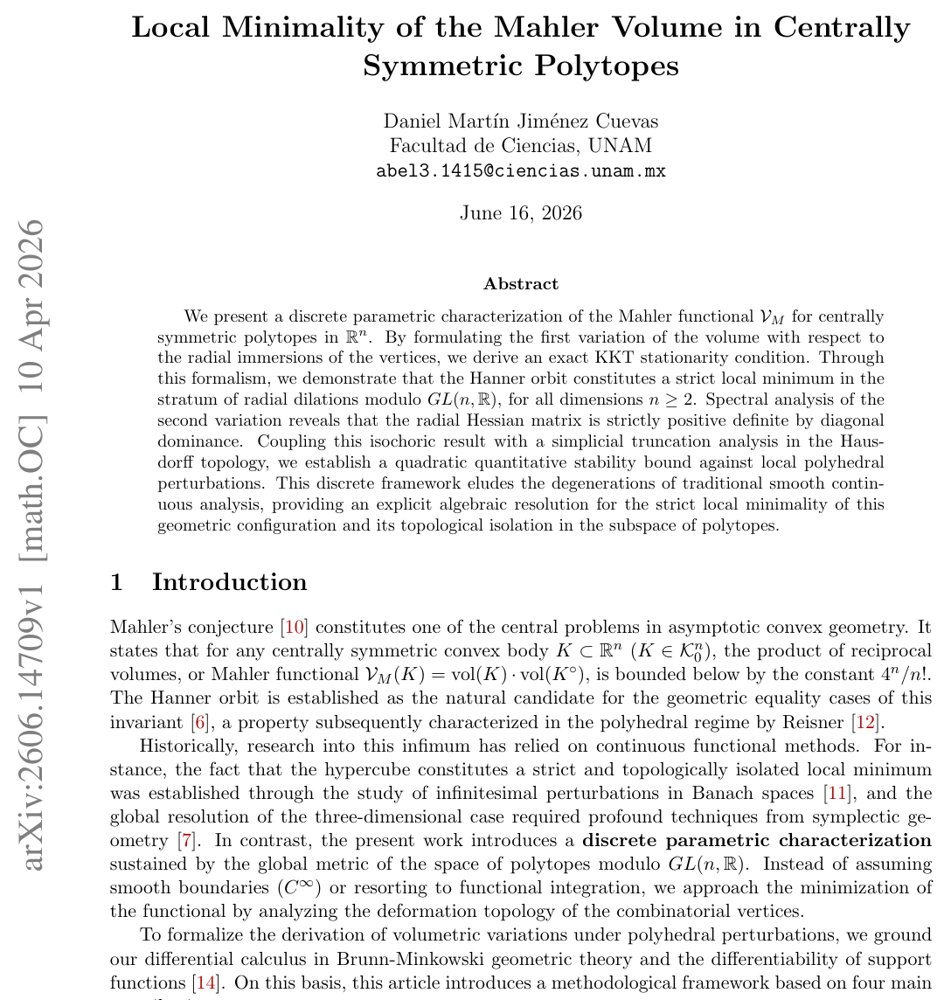 A Discrete KKT Variational Characterization of the Local Minimality of the Mahler Volume in Centrally Symmetric Polytopes Figure 1