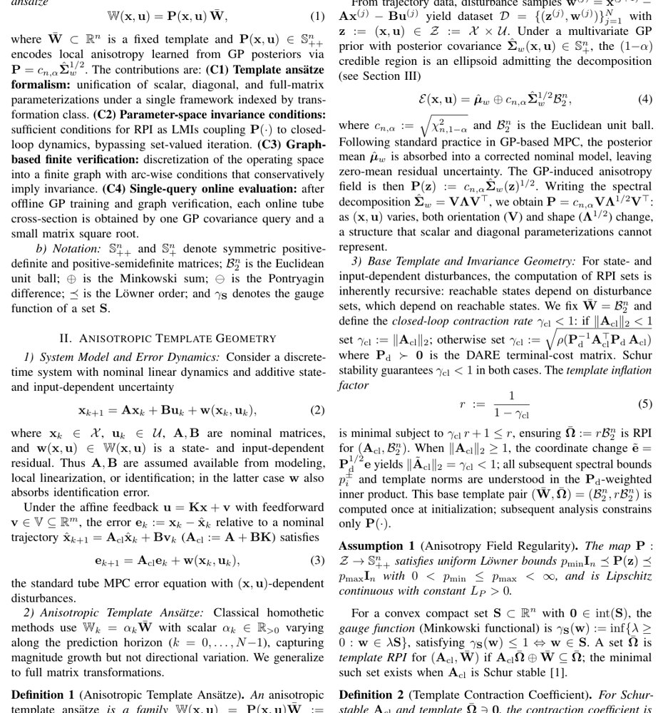 Anisotropic Template Ansätze for Robust Positive Invariance under State-Dependent Uncertainty Figure 1
