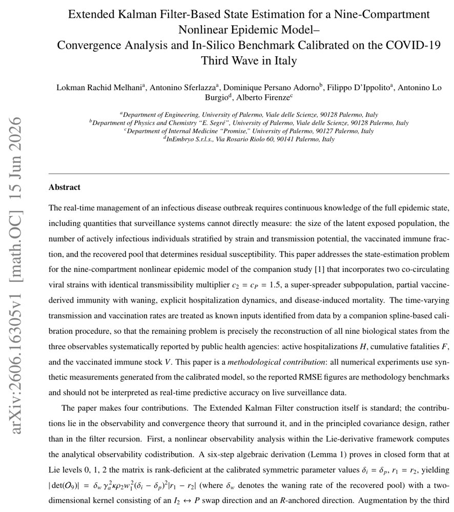 Extended Kalman Filter-Based State Estimation for a Nine-Compartment Nonlinear Epidemic Model -- Convergence Analysis and In-Silico Benchmark Calibrated on the COVID-19 Third Wave in Italy Figure 1