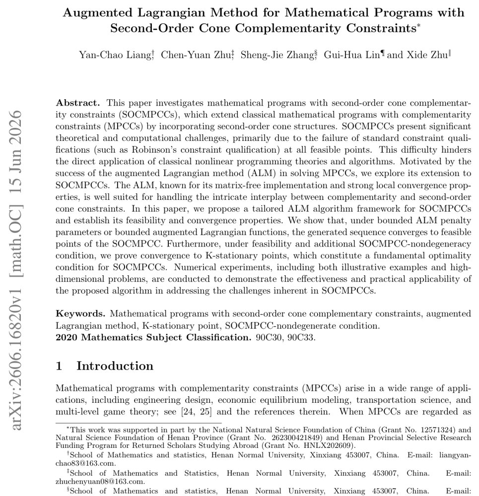 Augmented Lagrangian Method for Mathematical Programs with Second-Order Cone Complementarity Constraints Figure 1