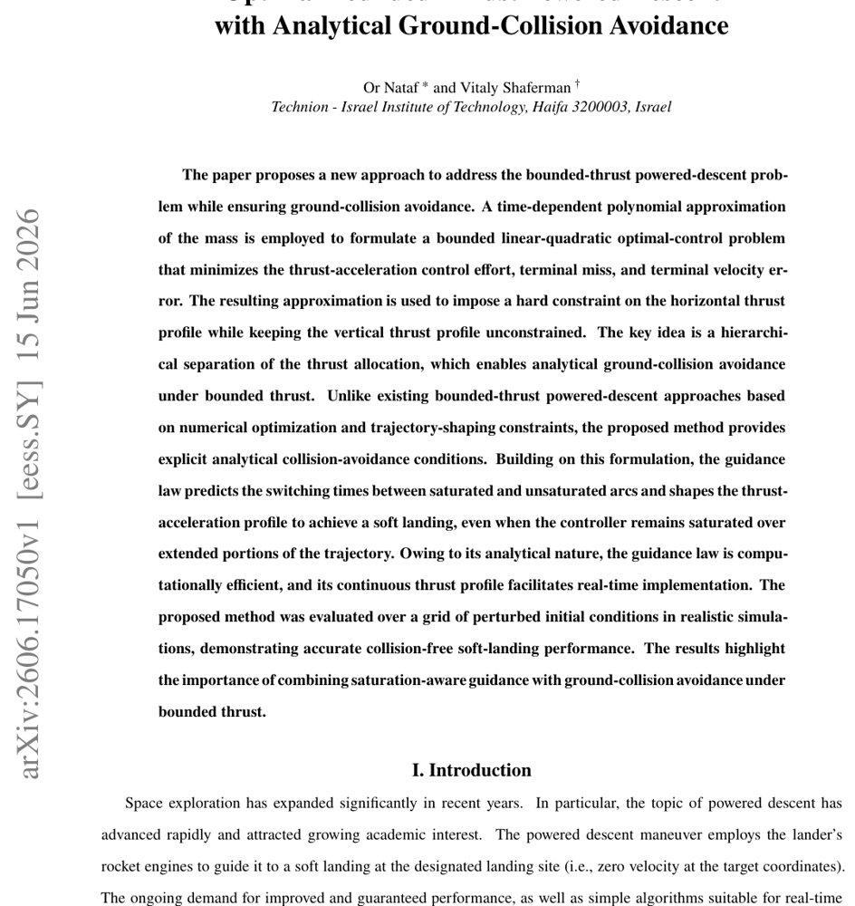 Optimal Bounded Thrust Powered Descent with Analytical Ground-Collision Avoidance Figure 1