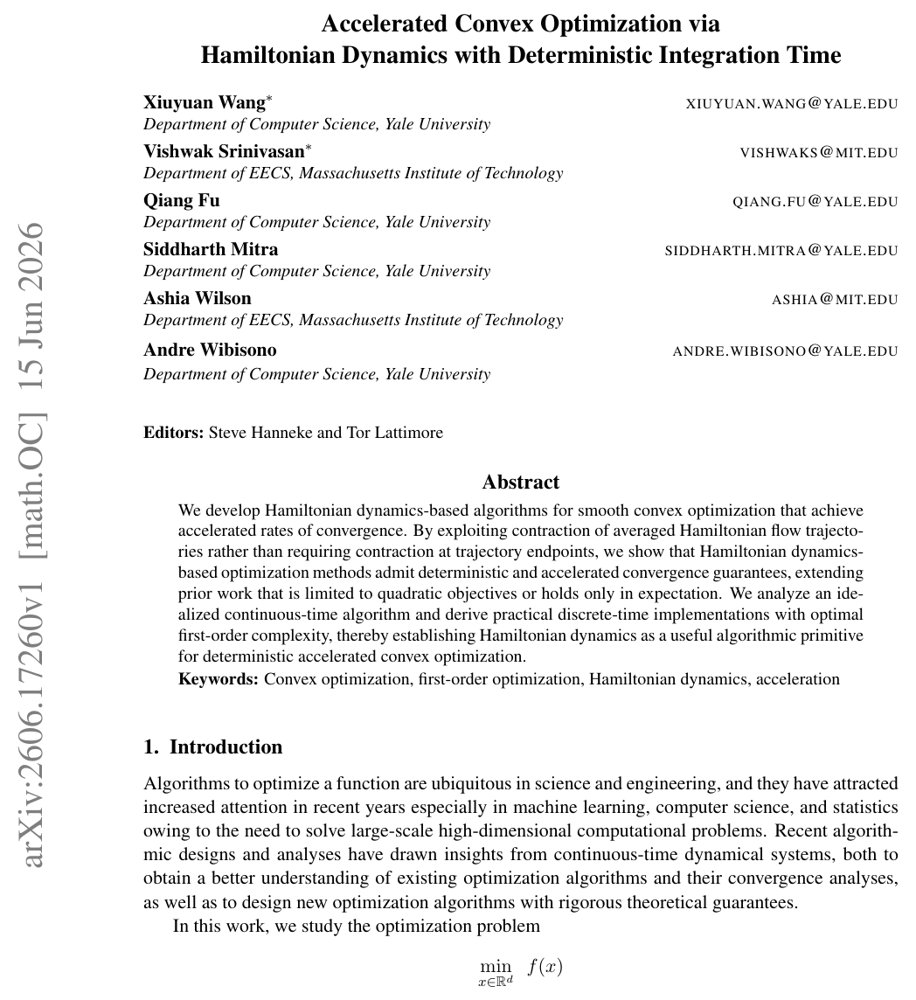 Accelerated Convex Optimization via Hamiltonian Dynamics with Deterministic Integration Time Figure 1