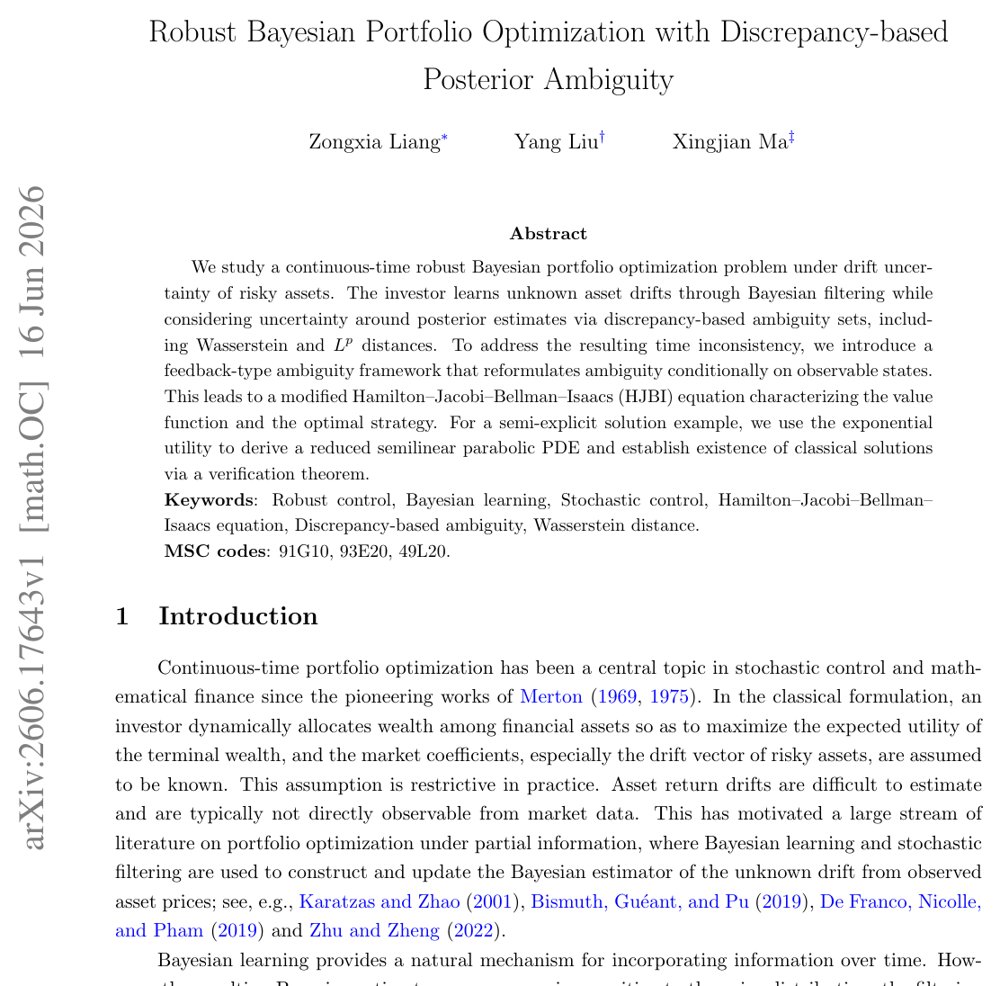 Robust Bayesian Portfolio Optimization with Discrepancy-based Posterior Ambiguity Figure 1