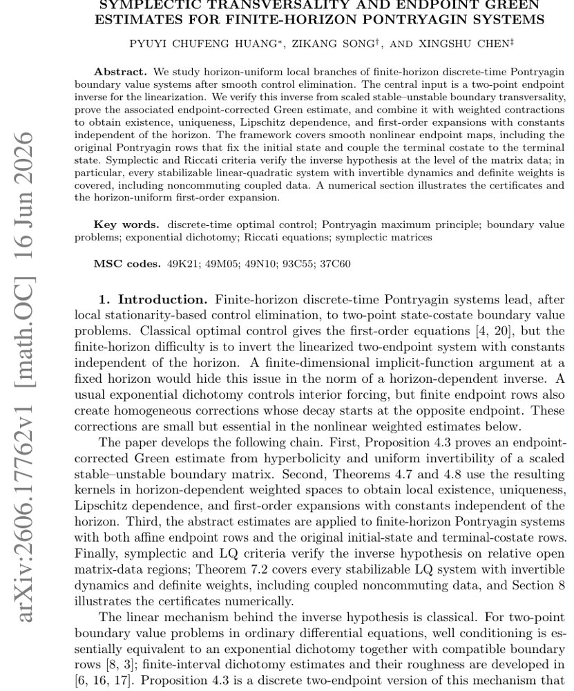 Symplectic Transversality and Endpoint Green Estimates for Finite-Horizon Pontryagin Systems Figure 1