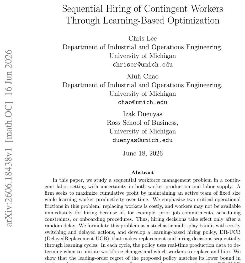 Sequential Hiring of Contingent Workers Through Learning-Based Optimization Figure 1