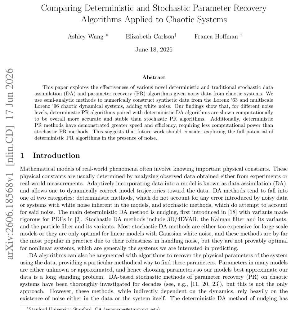 Comparing Deterministic and Stochastic Parameter Recovery Algorithms Applied to Chaotic Systems Figure 1