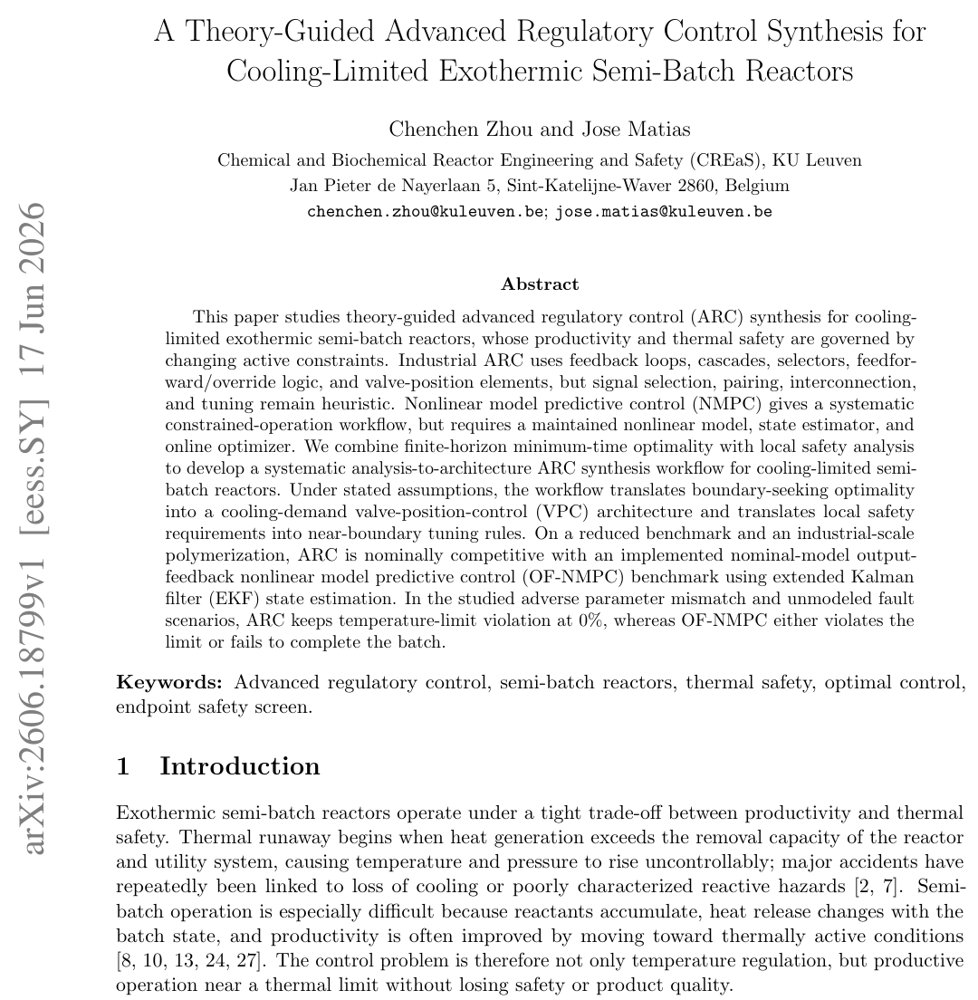 A Theory-Guided Advanced Regulatory Control Synthesis for Cooling-Limited Exothermic Semi-Batch Reactors Figure 1