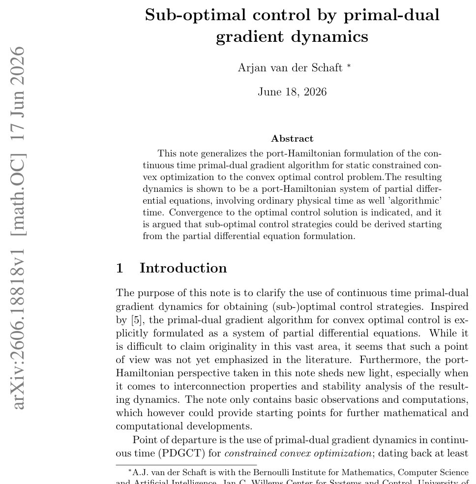 Sub-optimal control by primal-dual gradient dynamics Figure 1