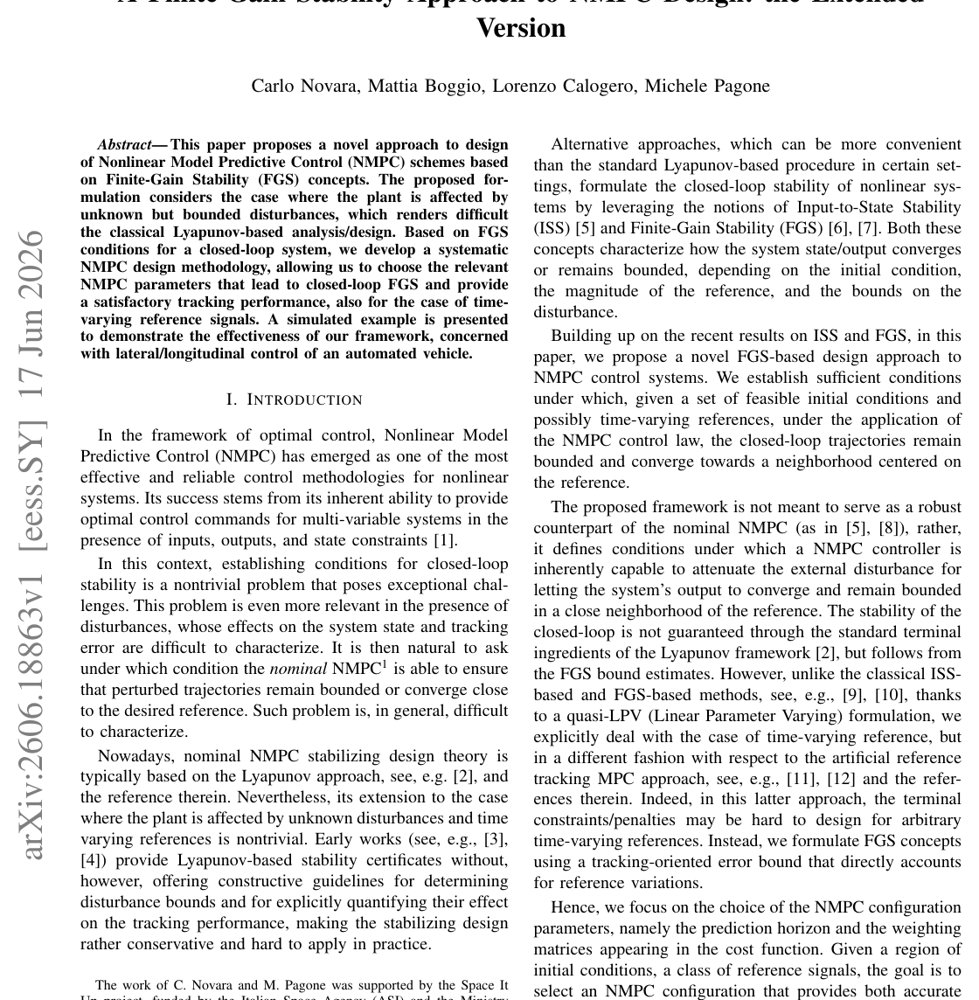 A Finite-Gain Stability Approach to NMPC Design: the Extended Version Figure 1