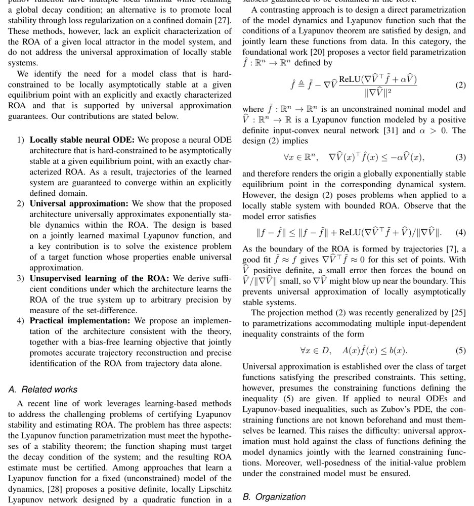 Locally Stable Neural ODEs with Characterized Region of Attraction Figure 1