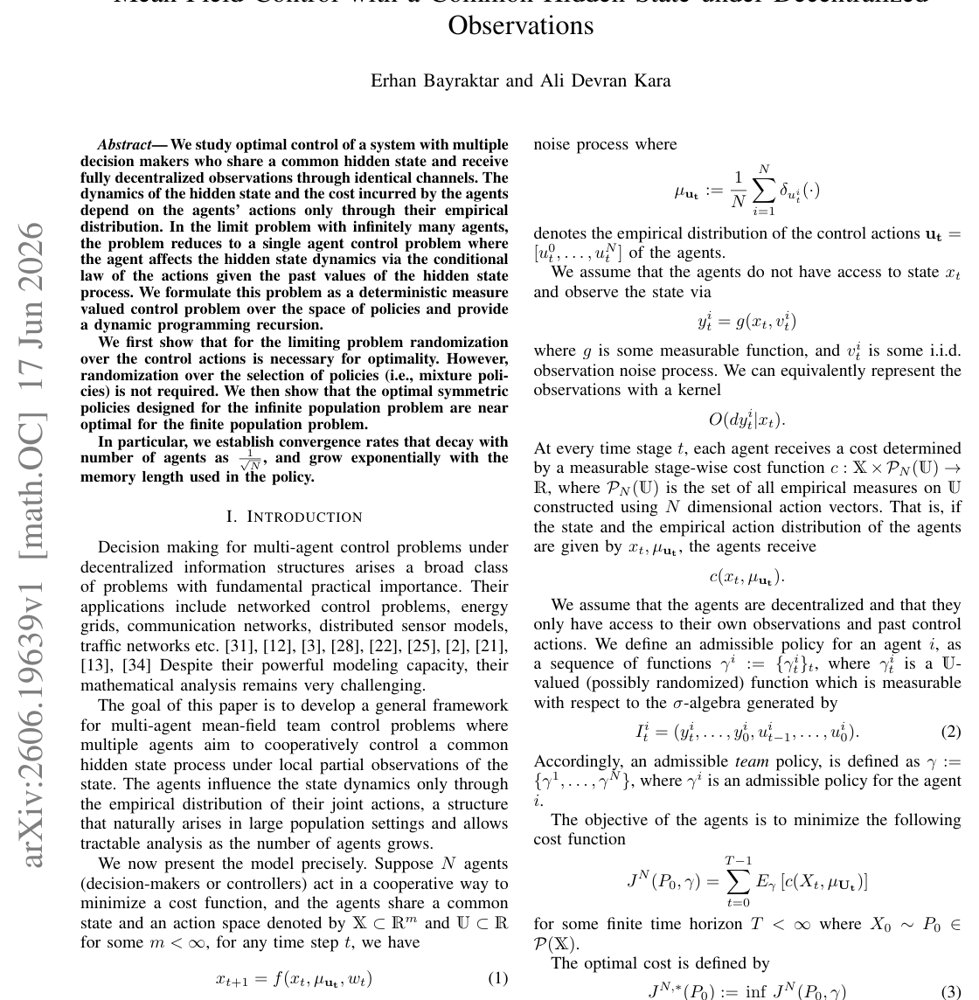 Mean-Field Control with a Common Hidden State under Decentralized Observations Figure 1