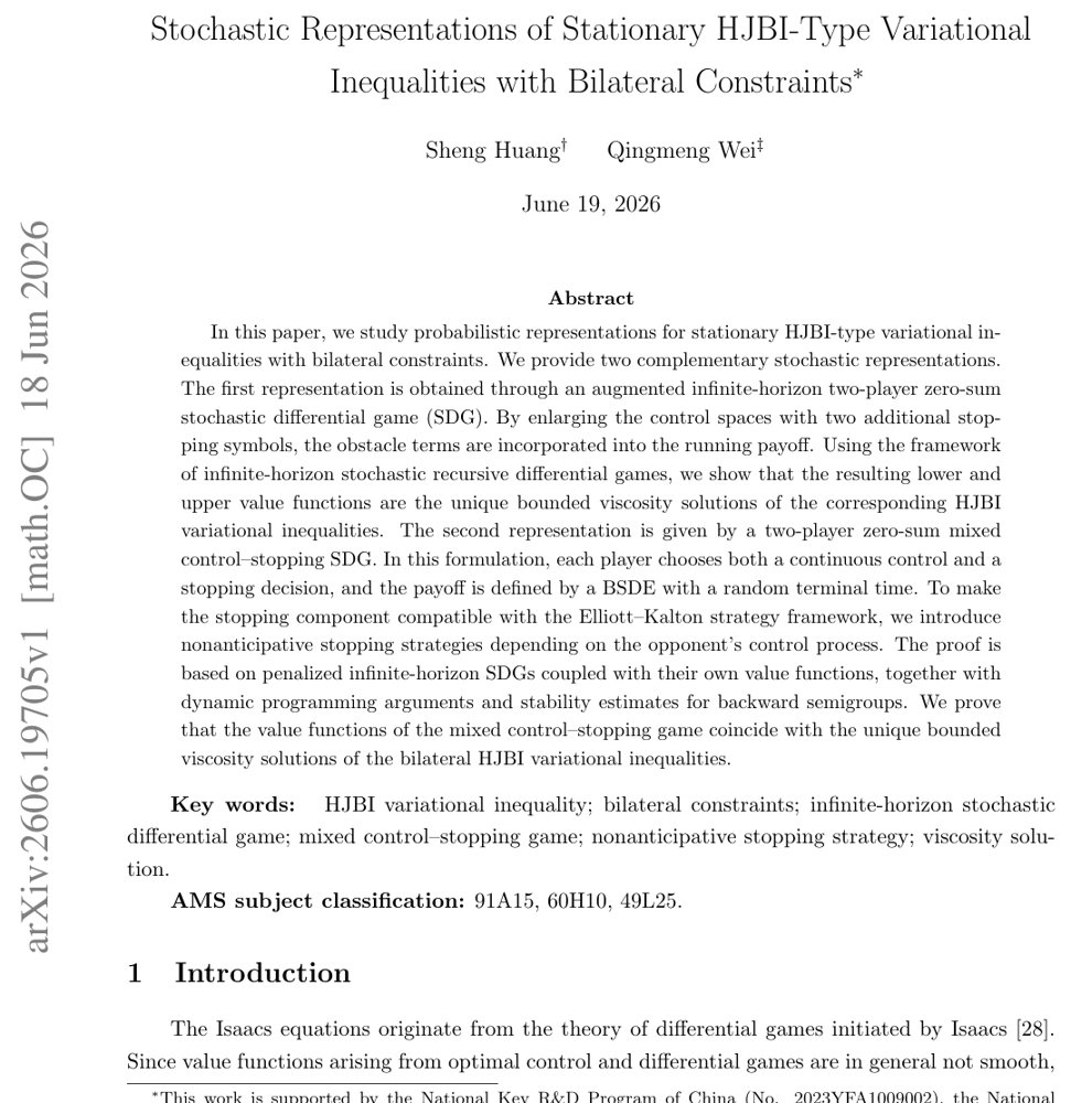 Stochastic Representations of Stationary HJBI-Type Variational Inequalities with Bilateral Constraints Figure 1