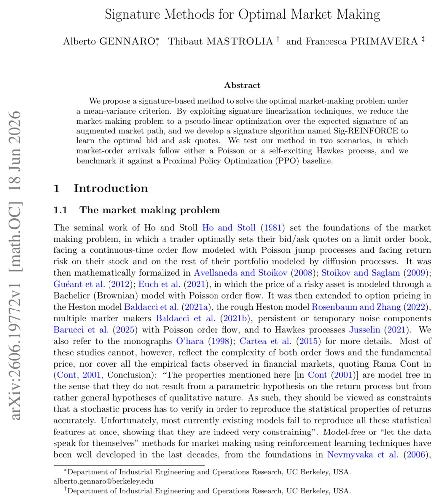 Signature Methods for Optimal Market Making Figure 1