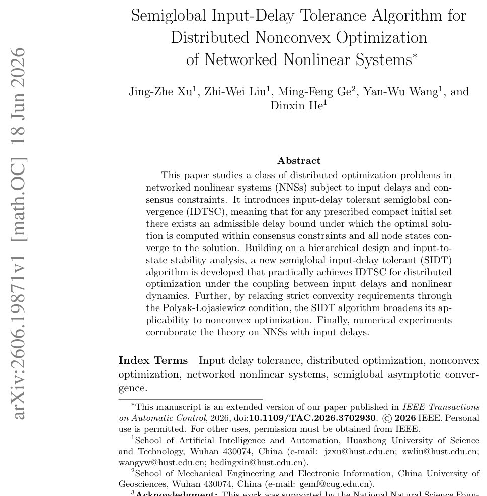 Semiglobal Input-Delay Tolerance Algorithm for Distributed Nonconvex Optimization of Networked Nonlinear Systems Figure 1