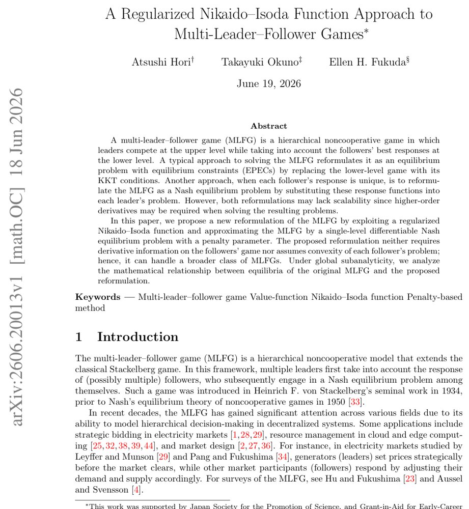 A Regularized Nikaido-Isoda Function Approach to Multi-Leader-Follower Games Figure 1
