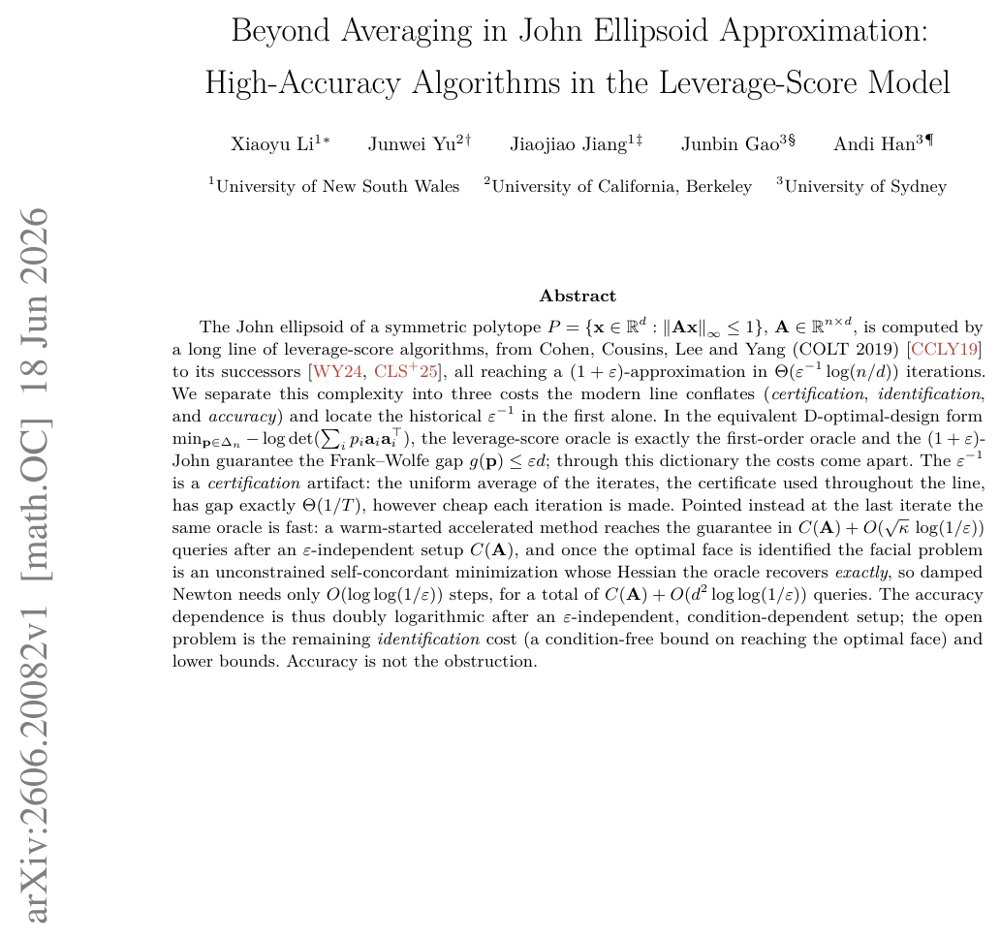 Beyond Averaging in John Ellipsoid Approximation: High-Accuracy Algorithms in the Leverage-Score Model Figure 1