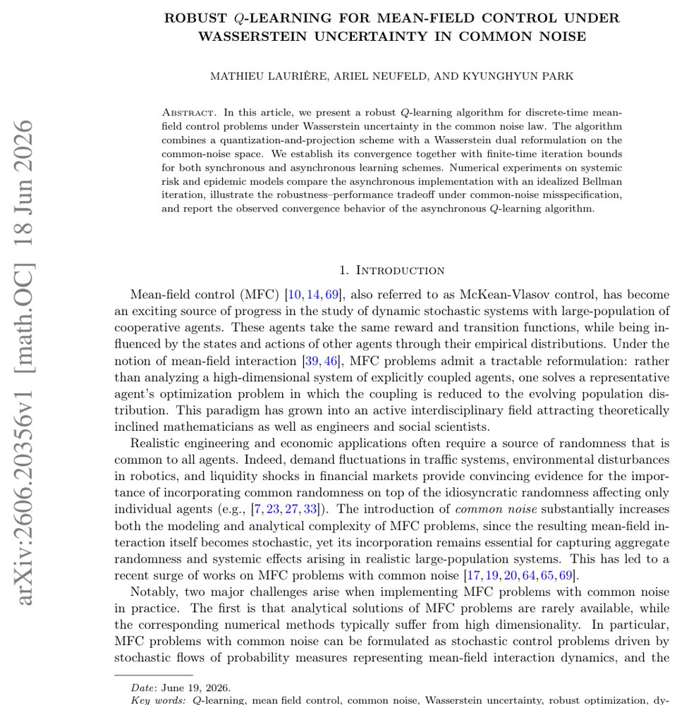 Robust $Q$-learning for mean-field control under Wasserstein uncertainty in common noise Figure 1