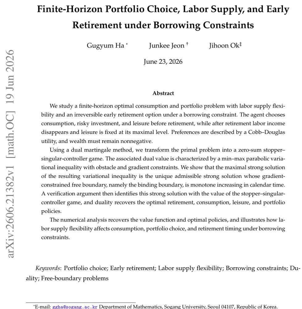 Finite-Horizon Portfolio Choice, Labor Supply, and Early Retirement under Borrowing Constraints Figure 1