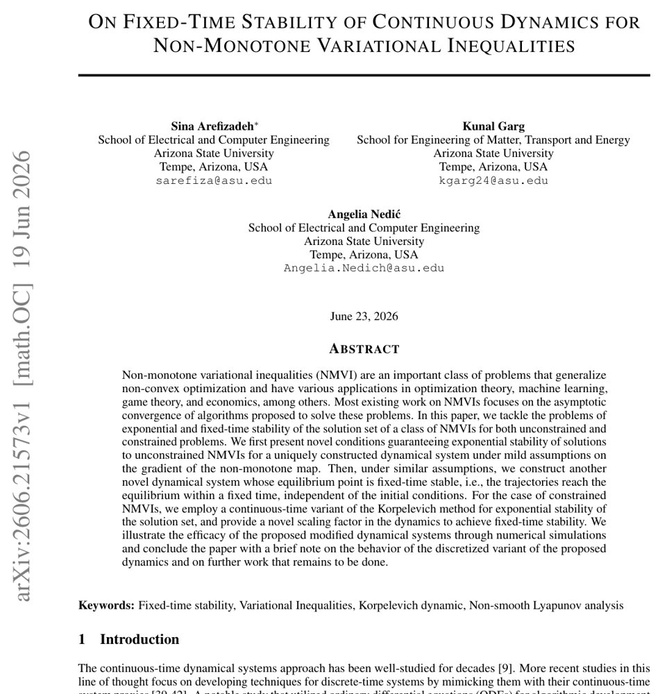 On Fixed-Time Stability of Continuous Dynamics for Non-Monotone Variational Inequalities Figure 1