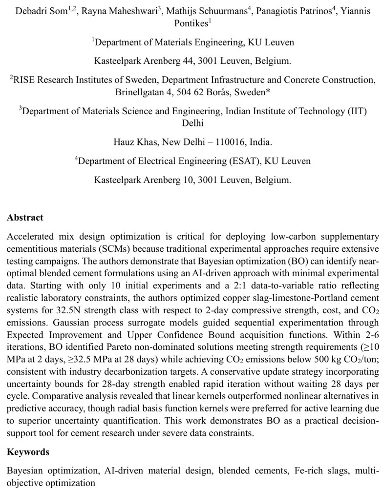 Active learning-based Bayesian optimization in the realm of copper slag-blended cement systems Figure 1